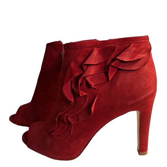 Louise et Cie Lo-Haze Red Leather Suede Ankle Bootie Boots Size 10M/40 - Picture 6 of 11